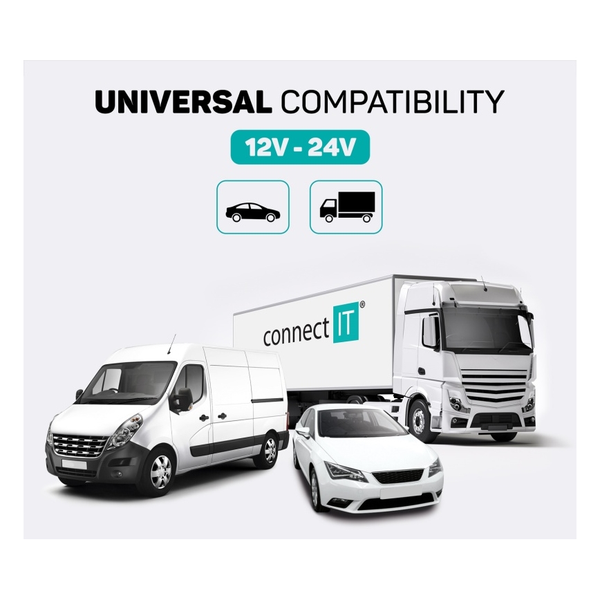 Transmițător FM LED RGB auto cu Bluetooth CONNECT IT CCC-9090-SL negru/argintiu