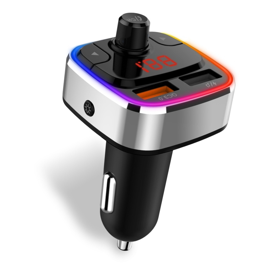 Transmițător FM LED RGB auto cu Bluetooth CONNECT IT CCC-9090-SL negru/argintiu