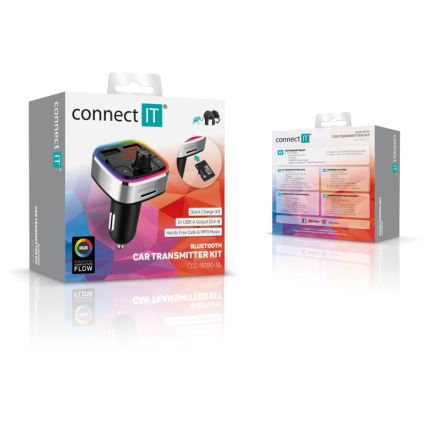Transmițător FM LED RGB auto cu Bluetooth CONNECT IT CCC-9090-SL negru/argintiu
