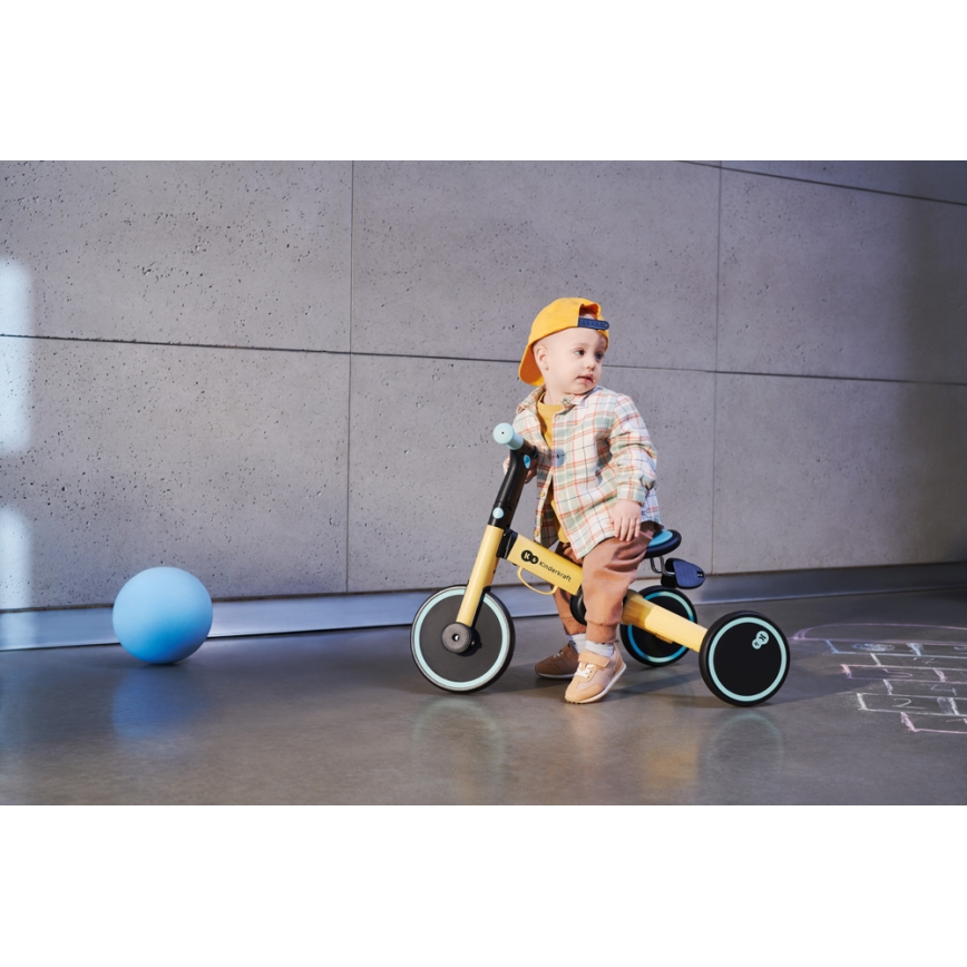 Tricicletă 3 în 1 pentru copii KINDERKRAFT 4TRIKE galben/verde-mentă