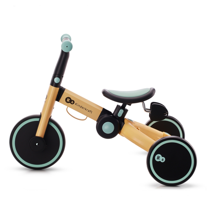 Tricicletă 3 în 1 pentru copii KINDERKRAFT 4TRIKE galben/verde-mentă