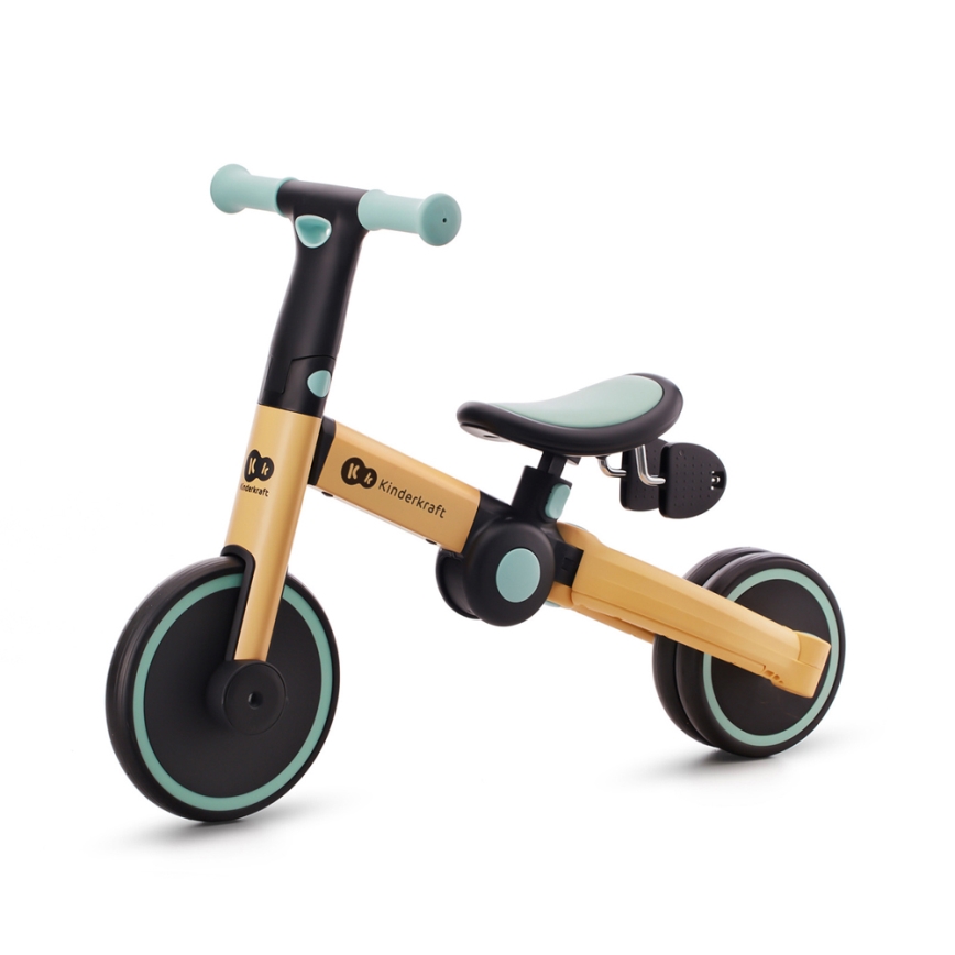 Tricicletă 3 în 1 pentru copii KINDERKRAFT 4TRIKE galben/verde-mentă