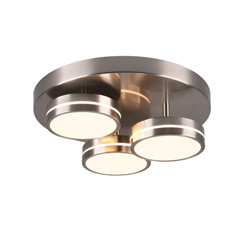 Plafonieră LED dimabilă FRANKLIN, Trio — 3 x LED, 8,5W, 230V, 3000K, Ø 35 cm, crom mat
