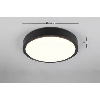 Trio - Plafonieră LED dimabilă ISEO, 24 W, 230 V, 3000 K, Ø 40 cm, neagră