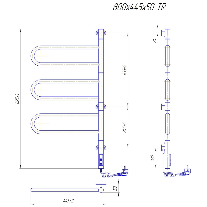 TRISTAR Uscător electric pivotant pentru prosoape 80W/230V 82,5x44,5 cm IP44 oțel inoxidabil/crom lucios