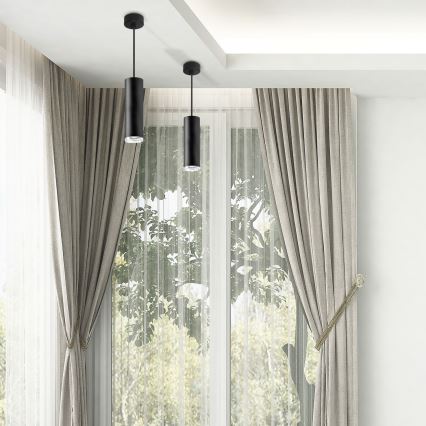 Lustră LED RGBW dimmabilă suspendată pentru baie TURYN 1xGU10/6W/230V 3000K IP44 neagră + telecomandă