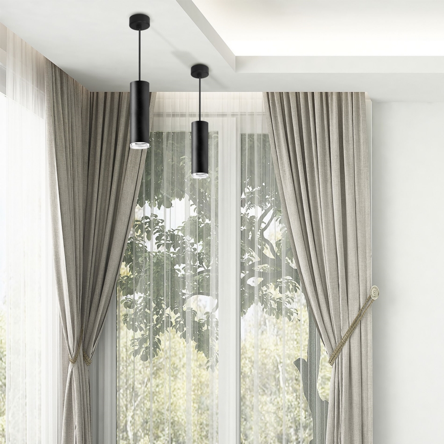 Lustră LED RGBW dimmabilă suspendată pentru baie TURYN 1xGU10/6W/230V 3000K IP44 neagră + telecomandă