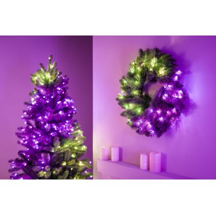 Twinkly - Ghirlandă de Crăciun LED RGB reglabilă, 50 LED-uri, diametru 60 cm, Wi-Fi