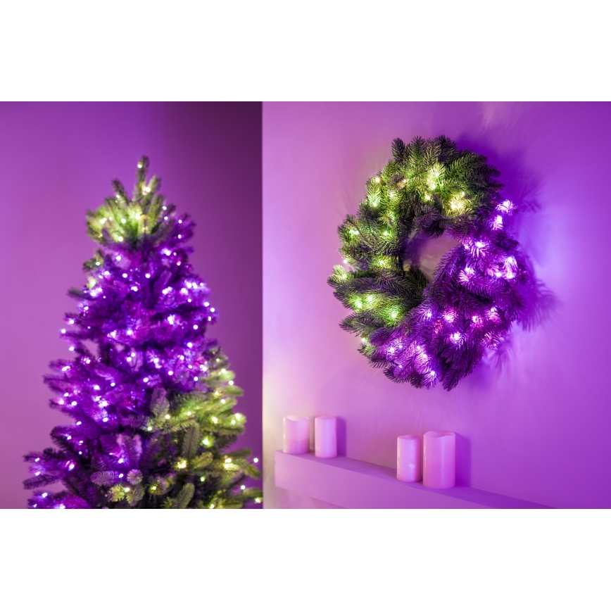 Twinkly - Ghirlandă de Crăciun LED RGB reglabilă, 50 LED-uri, diametru 60 cm, Wi-Fi