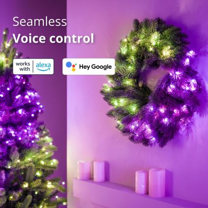 Twinkly - Ghirlandă de Crăciun LED RGB reglabilă, 50 LED-uri, diametru 60 cm, Wi-Fi