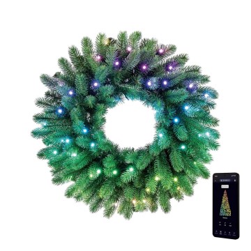 Twinkly - Ghirlandă de Crăciun LED RGB reglabilă, 50 LED-uri, diametru 60 cm, Wi-Fi