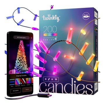 Twinkly - Ghirlandă de Crăciun LED RGB reglabilă CANDIES 200xLED 14 m USB Wi‑Fi