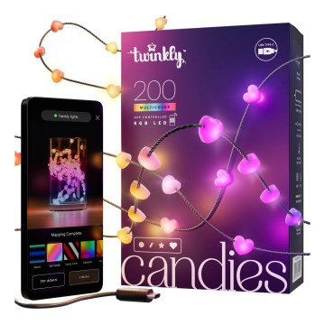 Twinkly - Ghirlandă LED RGB CANDIES, 200 de LED-uri, 14 m, USB, Wi‑Fi, cu intensitate reglabilă