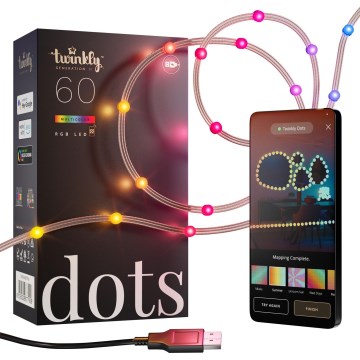 Twinkly - Ghirlandă LED RGB DOTS, 7 m, 60 LED, USB, Wi‑Fi, cu intensitate reglabilă