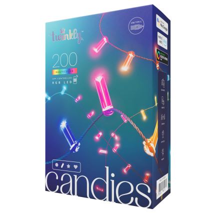 Twinkly - Ghirlandă de Crăciun LED RGB reglabilă CANDIES 200xLED 14 m USB Wi‑Fi