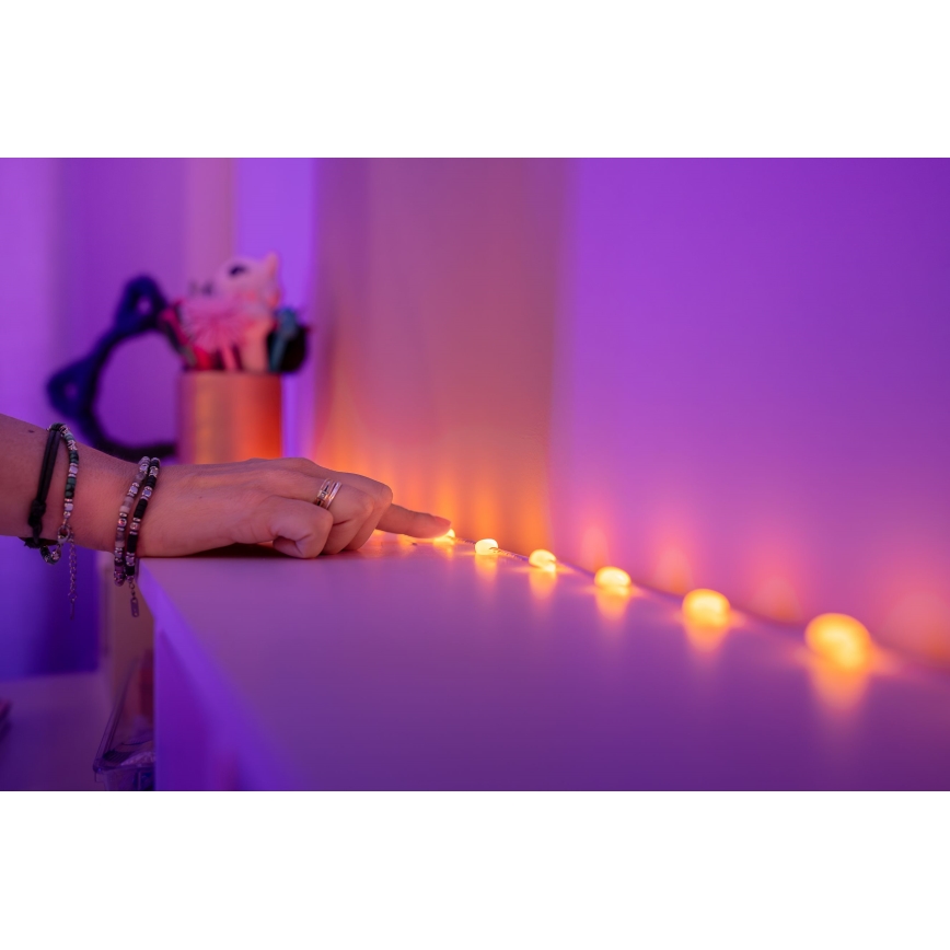 Twinkly CANDIES - Ghirlandă LED RGB dimerizabilă, 100 LED, 8 m, USB, Wi‑Fi