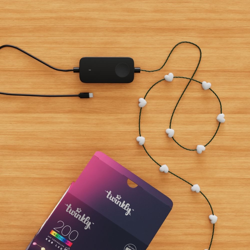 Twinkly - Ghirlandă LED RGB CANDIES, 200 de LED-uri, 14 m, USB, Wi‑Fi, cu intensitate reglabilă