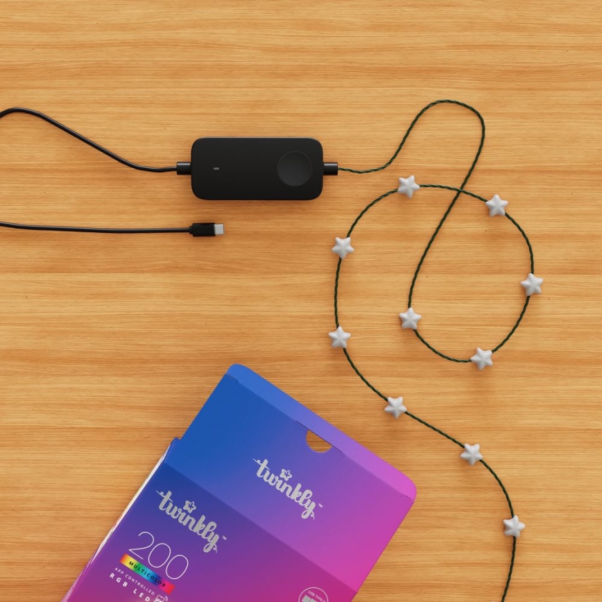 Twinkly CANDIES - ghirlandă LED RGB reglabilă, 200 LED, 14 m, USB, Wi‑Fi