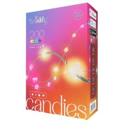 Twinkly CANDIES - ghirlandă LED RGB reglabilă, 200 LED, 14 m, USB, Wi‑Fi