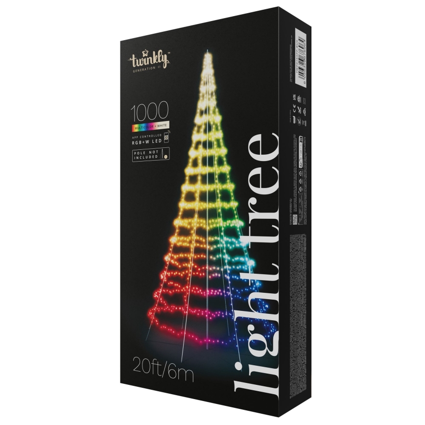 Twinkly - Brad de Crăciun LED RGBW, cu intensitate reglabilă, pentru exterior, LIGHT TREE 1000xLED, 6 m, IP44, Wi‑Fi