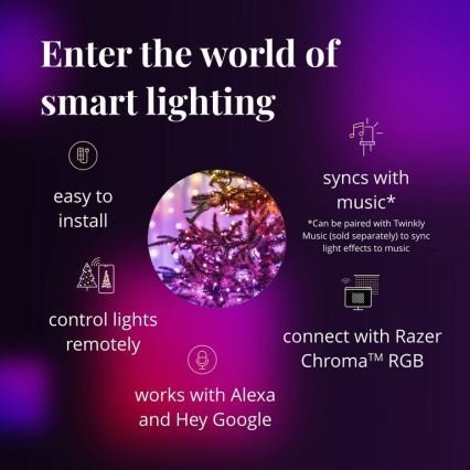 Twinkly - Ghirlandă LED RGBW reglabilă pentru exterior STRINGS 250 LED 23,5 m IP44 Wi-Fi