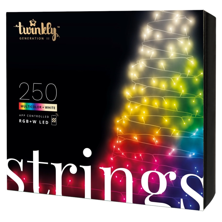 Twinkly - Șir de lumini LED RGBW STRINGS, reglabil, pentru exterior, 250 LED, 23,5 m, IP44, Wi-Fi