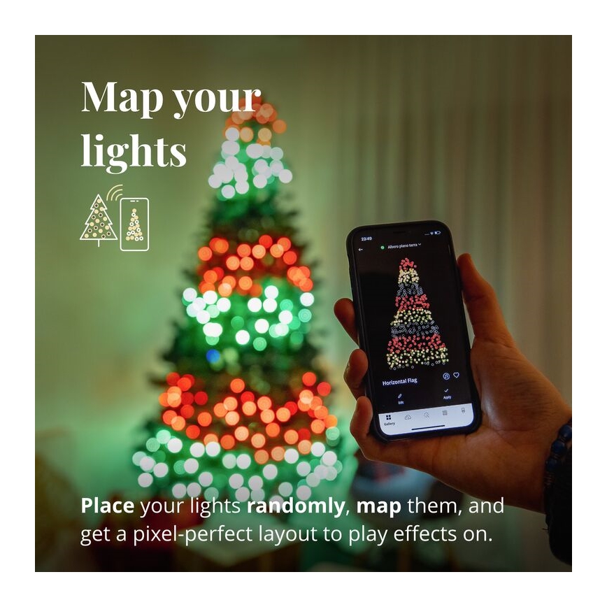 Twinkly - Șir LED RGB reglabil pentru exterior STRINGS 250 LED 23,5 m IP44 Wi-Fi