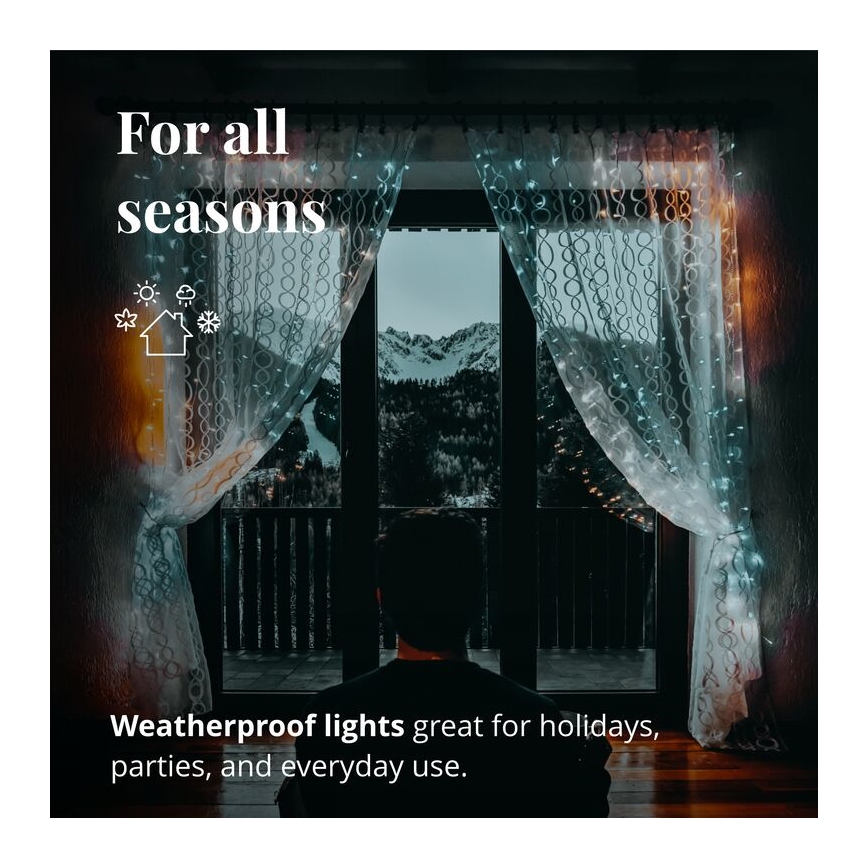 Twinkly - Perdea de Crăciun LED RGBW reglabilă pentru exterior CURTAIN 210xLED 6,1m IP44 Wi-Fi