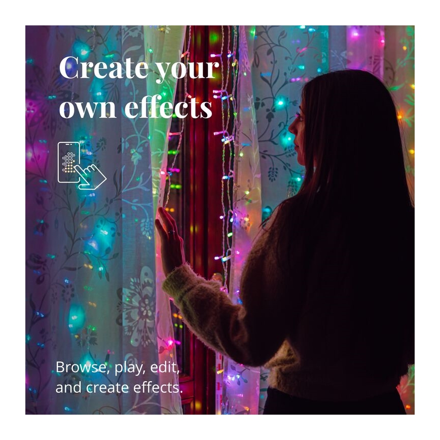 Twinkly - Perdea de Crăciun LED RGBW reglabilă pentru exterior CURTAIN 210xLED 6,1m IP44 Wi-Fi