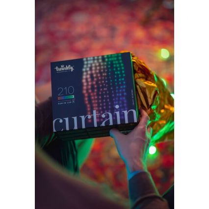 Twinkly - Perdea de Crăciun LED RGBW reglabilă pentru exterior CURTAIN 210xLED 6,1m IP44 Wi-Fi