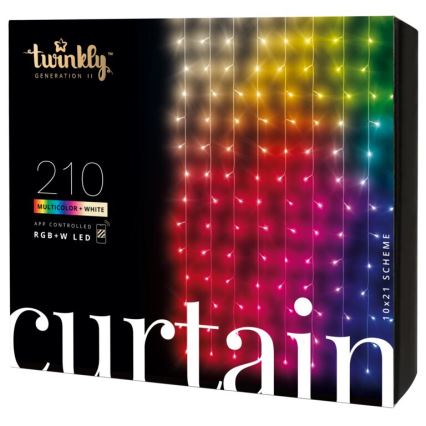 Twinkly - Perdea de Crăciun LED RGBW reglabilă pentru exterior CURTAIN 210xLED 6,1m IP44 Wi-Fi