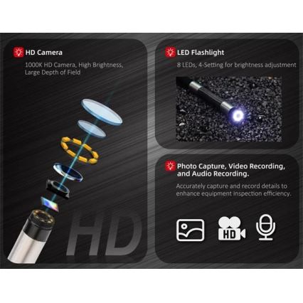 Uni-T UT663B - Endoscop de inspecție 3,7V 3000 mAh IP67 3m