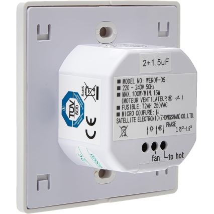 Unitate de control de perete pentru ventilatoare 100W/230V