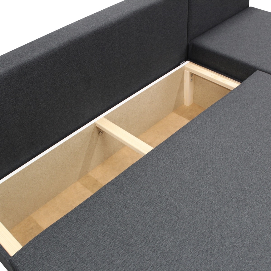 Colțar extensibil reversibil tip L cu spațiu de depozitare ALMEIDA, antracit