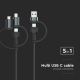 USB / USB Lightning  / MicroUSB / USB-C 1,2m negru