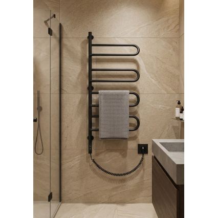 Uscător electric rotativ pentru prosoape ELECTRA 120W/230V 102,5x47,5 cm inox/negru stânga