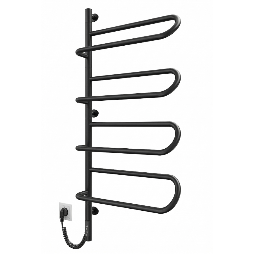 Uscător electric rotativ pentru prosoape ELECTRA 120W/230V 102,5x47,5 cm inox/negru stânga