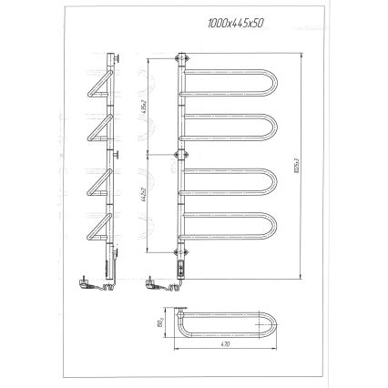Uscător electric rotativ pentru prosoape ELECTRA 120W/230V 102,5x47,5 cm inox/crom stânga