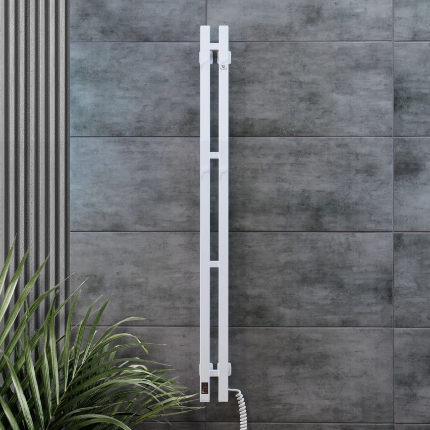 Uscător electric de prosoape cu termostat SILOUETTE 70W 120x9 cm, alb, pe partea dreaptă