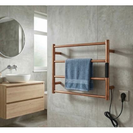Uscător electric pentru prosoape 56x37 cm, 63 W, inox/cupru