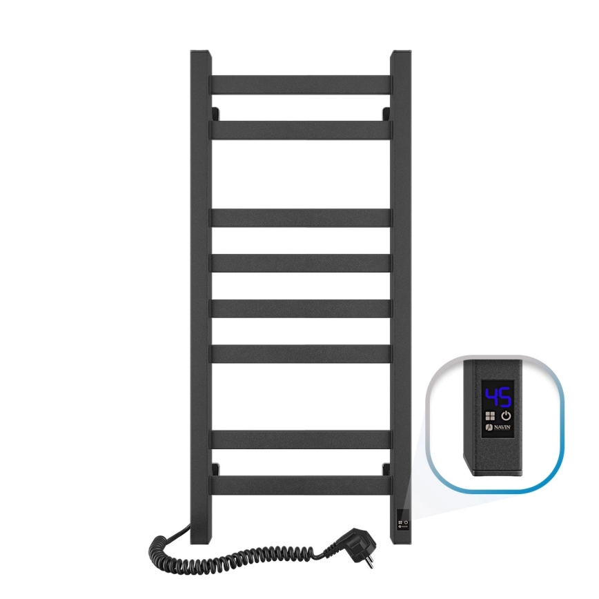 Uscător electric pentru prosoape AVANGARD, 105 W, 80 x 36 cm, negru, montare pe partea stângă, cu termostat