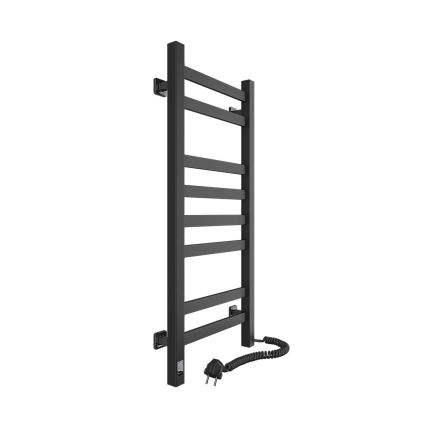 Uscător electric pentru prosoape AVANGARD cu termostat, 105 W, 80 x 36 cm, negru, versiune dreaptă
