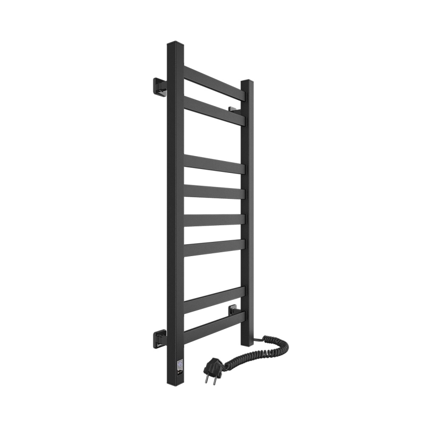 Uscător electric pentru prosoape AVANGARD cu termostat, 105 W, 80 x 36 cm, negru, versiune dreaptă