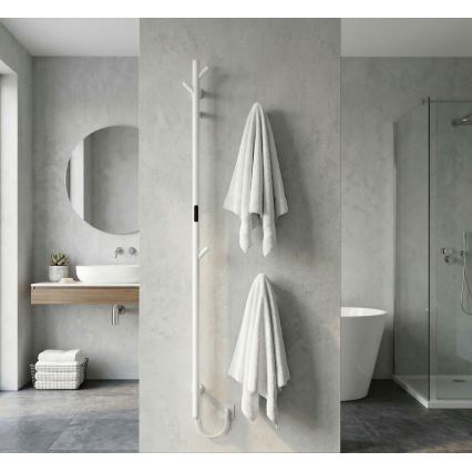 Uscător electric pentru prosoape, cu bară, 172 cm, 46W, alb