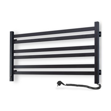 Uscător electric pentru prosoape cu termostat AVANGARD, 181 W, 50 x 90 cm, negru, montaj pe partea dreaptă