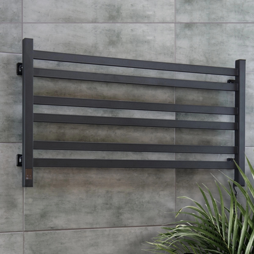 Uscător electric pentru prosoape cu termostat AVANGARD, 181 W, 50 x 90 cm, negru, montaj pe partea dreaptă