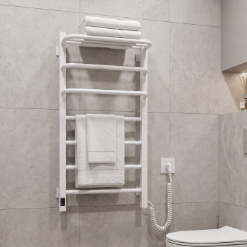 Uscător electric pentru prosoape cu termostat FORTIS 155W, 80x48 cm, alb, cu racordare pe partea dreaptă