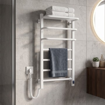Uscător electric pentru prosoape cu termostat FORTIS 155W 80x48 cm, alb, stânga