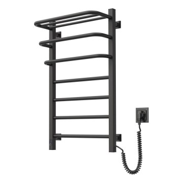Uscător electric pentru prosoape cu termostat FORTIS 155W 80x48 cm, negru, cu racordare pe partea dreaptă