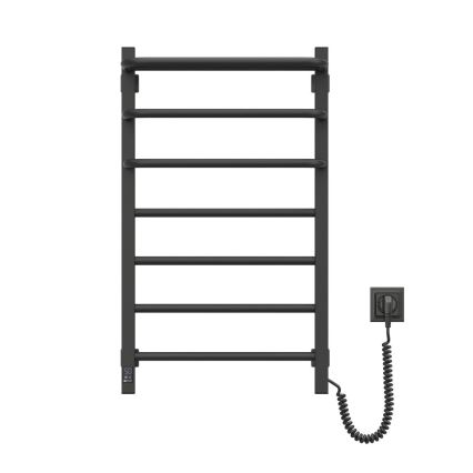 Uscător electric pentru prosoape cu termostat FORTIS 155W 80x48 cm, negru, cu racordare pe partea dreaptă